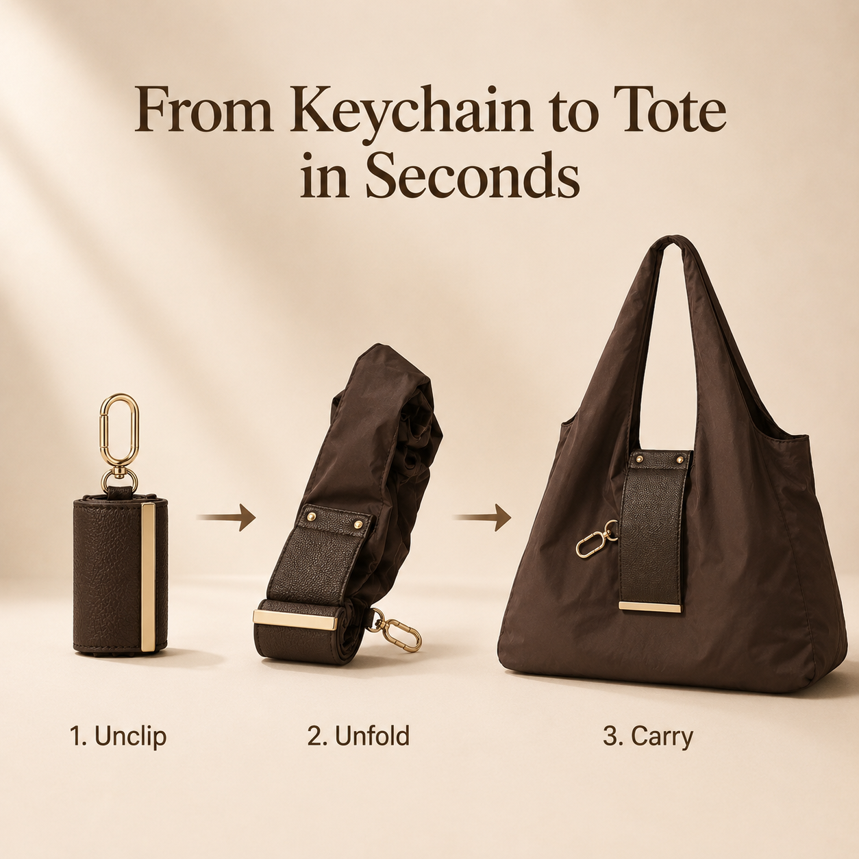 🔥LAST DAY 50% OFF -👜Foldable Shopping Bag Keychain Eco-Friendly Reusable Tote Bag🔑