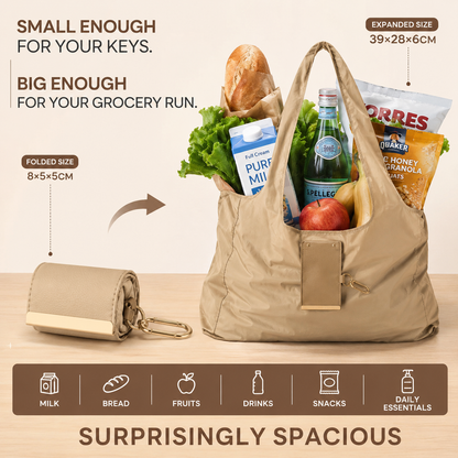 🔥LAST DAY 50% OFF -👜Foldable Shopping Bag Keychain Eco-Friendly Reusable Tote Bag🔑