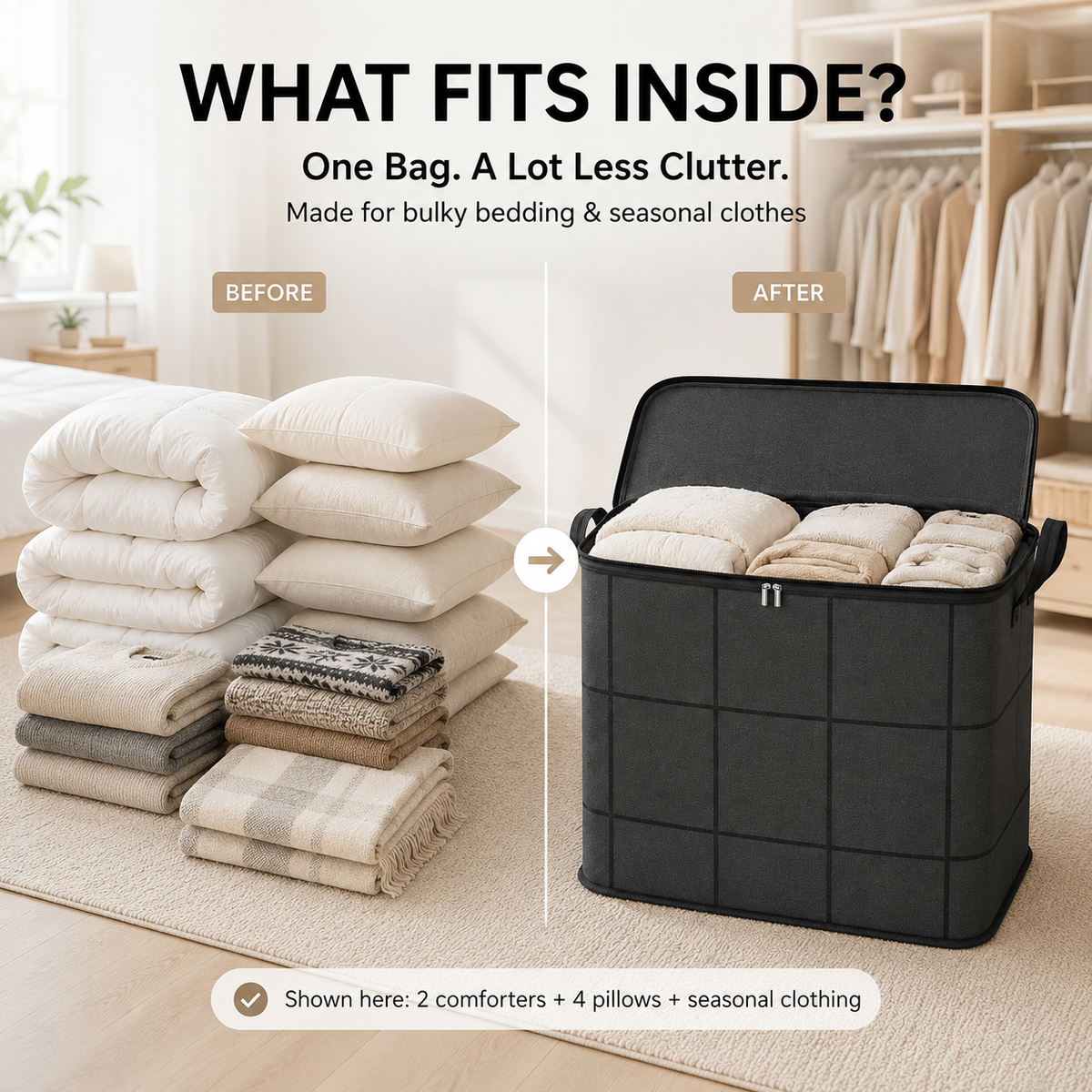 🎁Summer Limited-Time 50% OFF 🔥 – Large Capacity Zippered Fabric Organizer for Bedding & Clothes