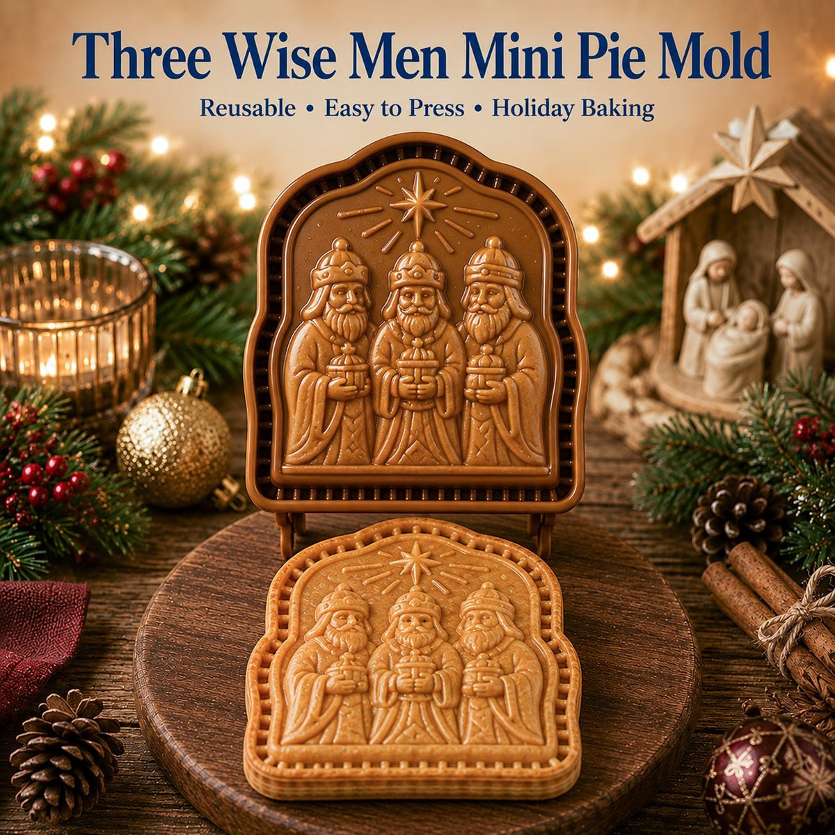✝️ Christmas Nativity Mini Pie Mold Collection | Reusable Embossed Molds with Jesus, Nativity & Faith-Inspired Designs🥧