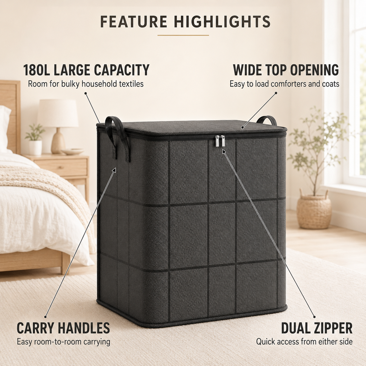 🎁Summer Limited-Time 50% OFF 🔥 – Large Capacity Zippered Fabric Organizer for Bedding & Clothes
