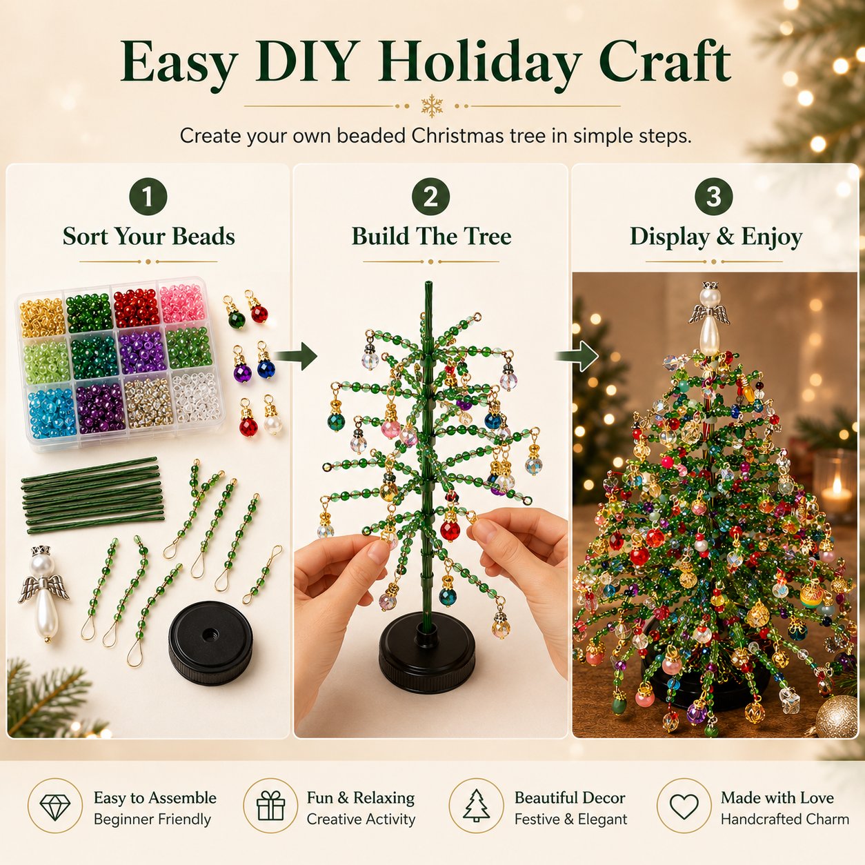 🔥Last Day 50% OFF🎄✨ DIY Beaded Christmas Tree Kit – 🎅Create Your Own Sparkling Holiday Decoration