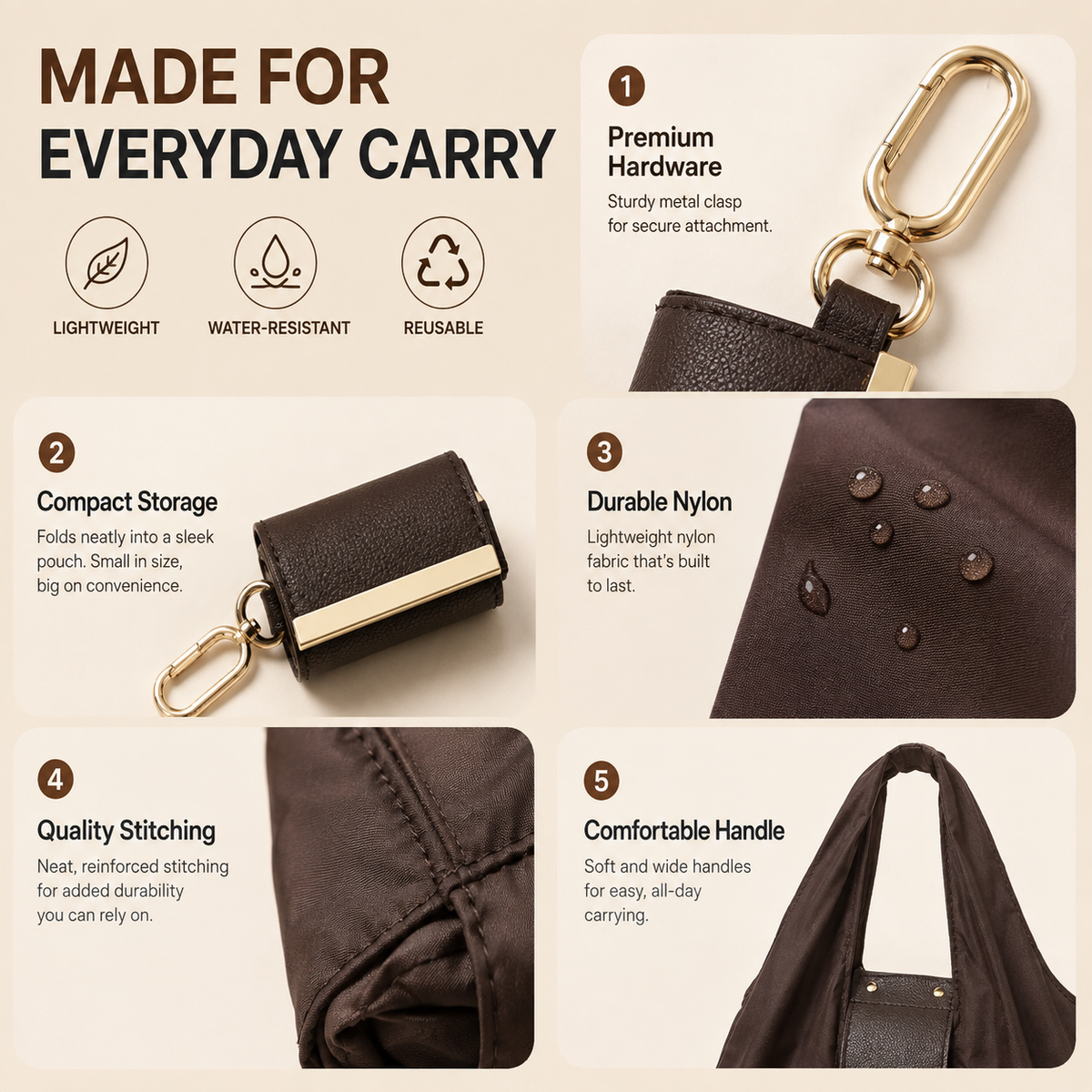 🔥LAST DAY 50% OFF -👜Foldable Shopping Bag Keychain Eco-Friendly Reusable Tote Bag🔑
