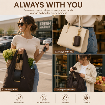 🔥LAST DAY 50% OFF -👜Foldable Shopping Bag Keychain Eco-Friendly Reusable Tote Bag🔑
