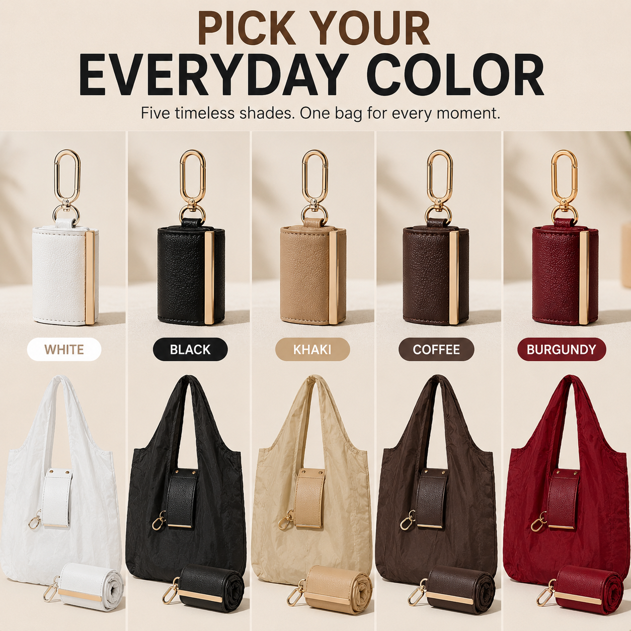 🔥LAST DAY 50% OFF -👜Foldable Shopping Bag Keychain Eco-Friendly Reusable Tote Bag🔑