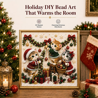 🎅🐱 LAST DAY 50% OFF-3D Pearl Christmas Cat Art Kit-Beginner-Friendly DIY Holiday Decoration ❄️🎄