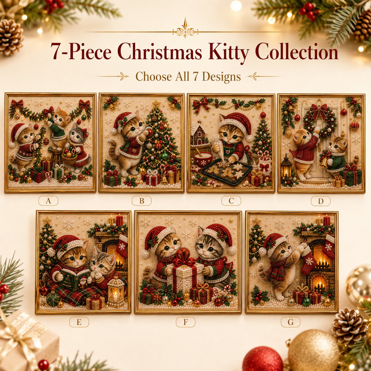 🎅🐱 LAST DAY 50% OFF-3D Pearl Christmas Cat Art Kit-Beginner-Friendly DIY Holiday Decoration ❄️🎄