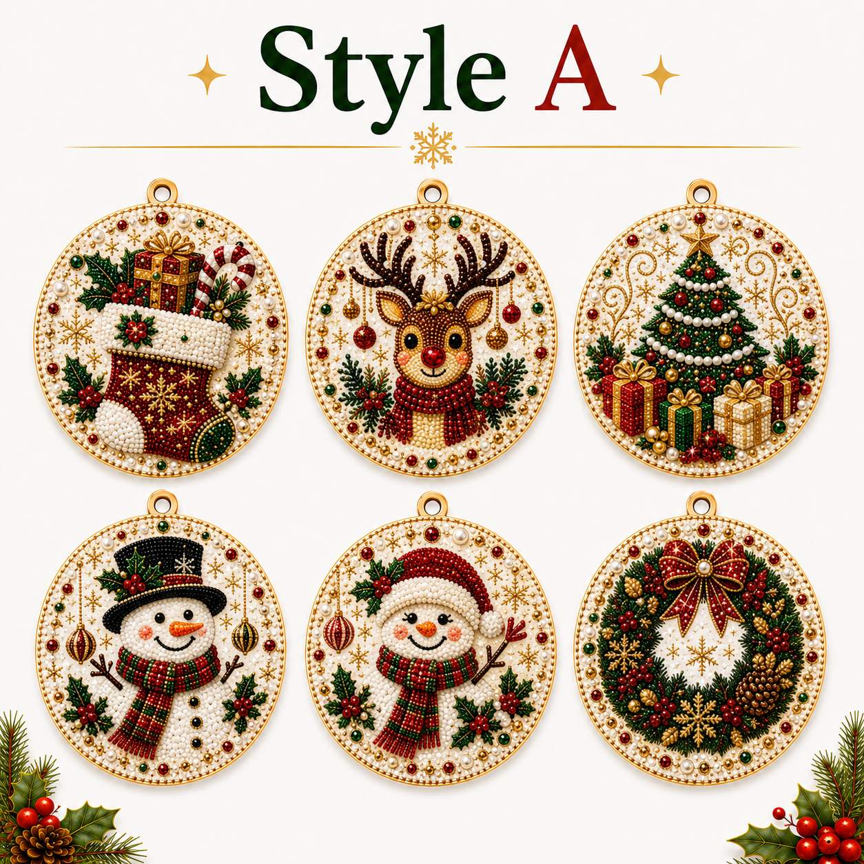 ✨ Christmas Diamond Art Ornament Kit – Make 6 Festive Keepsakes 🎄