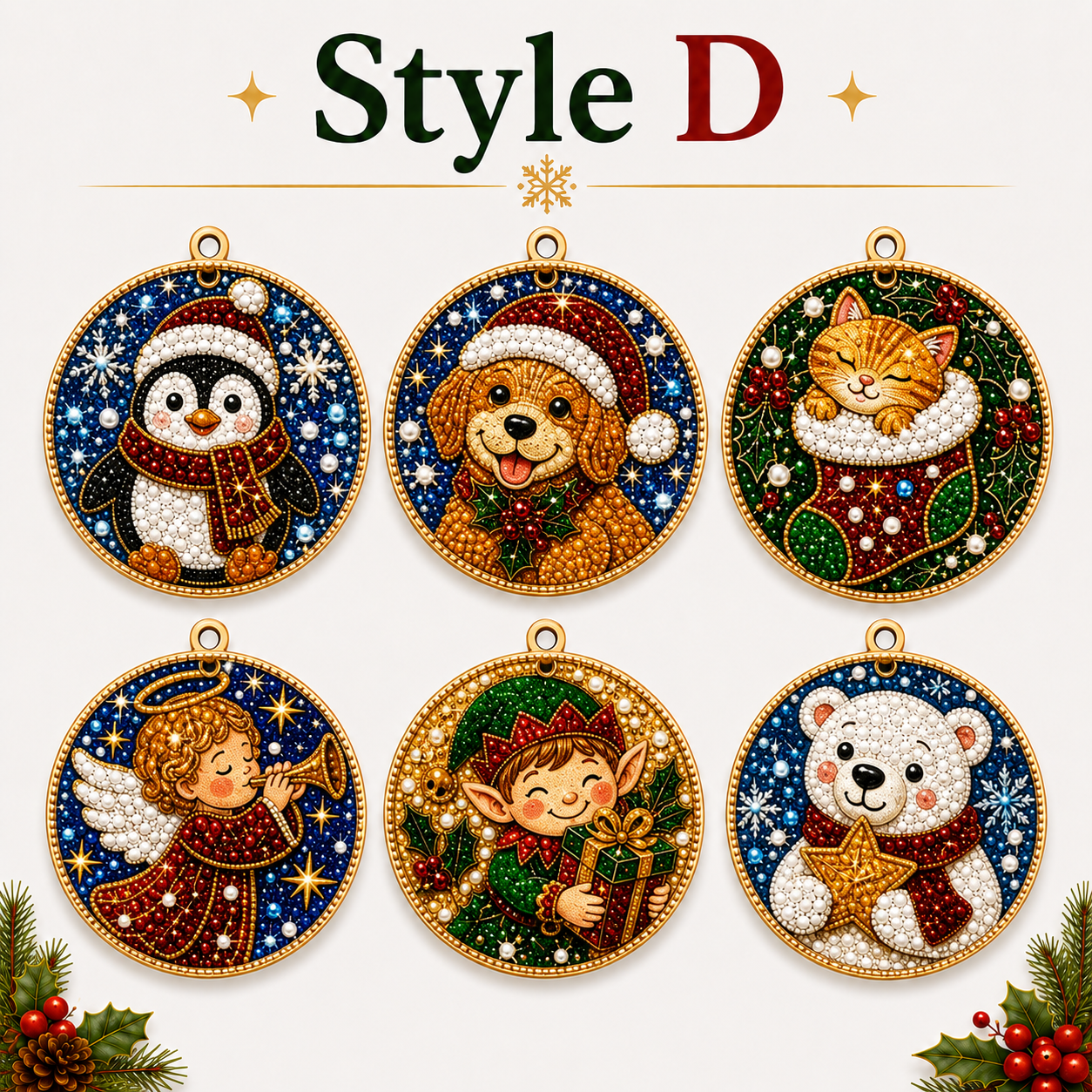 ✨ Christmas Diamond Art Ornament Kit – Make 6 Festive Keepsakes 🎄