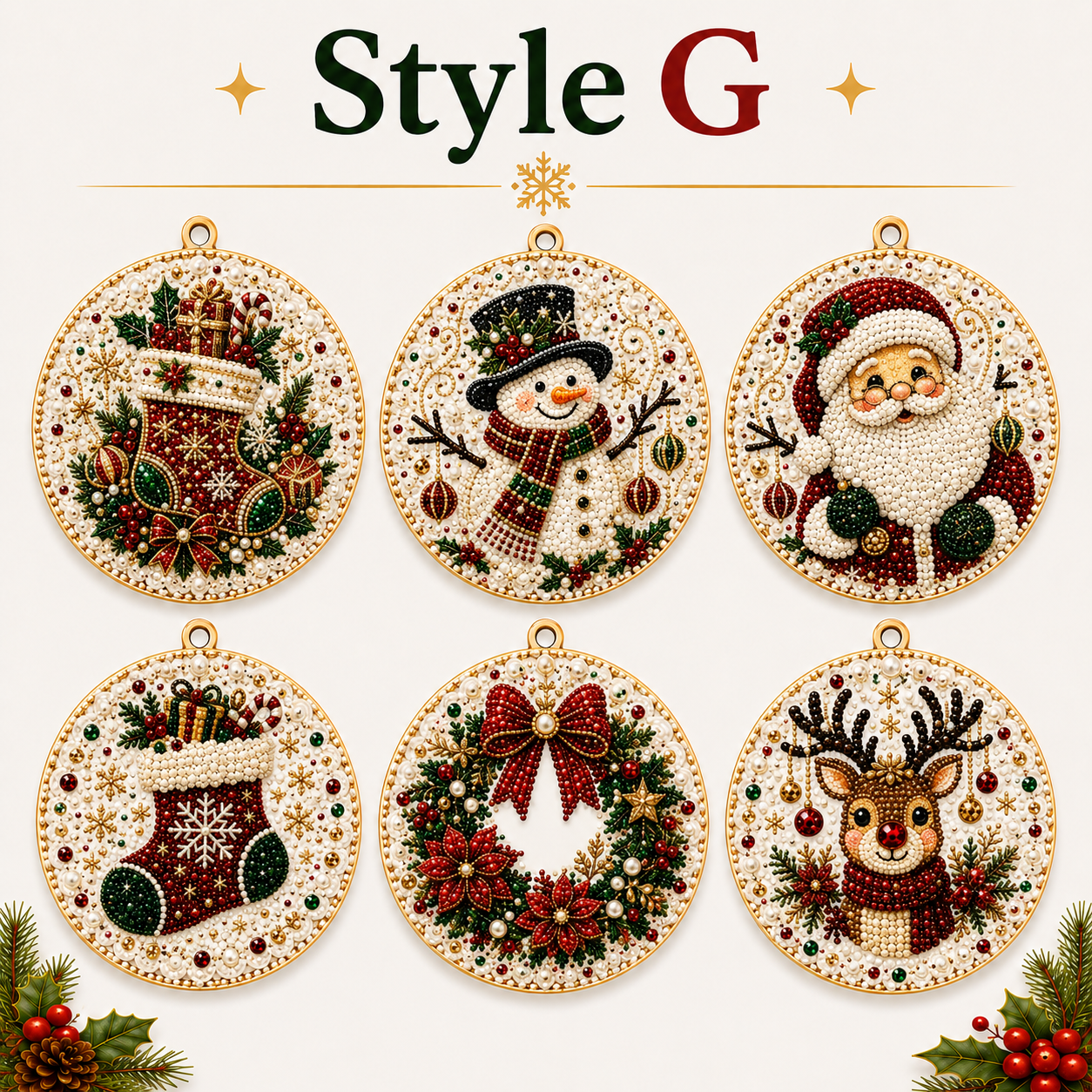 ✨ Christmas Diamond Art Ornament Kit – Make 6 Festive Keepsakes 🎄