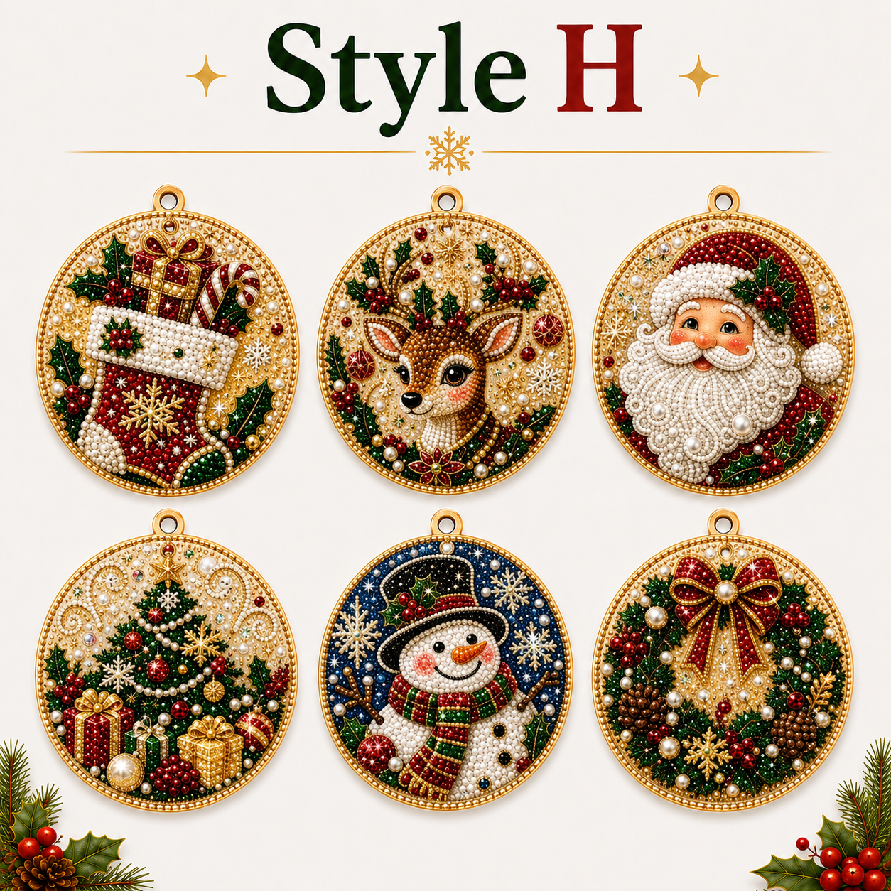 ✨ Christmas Diamond Art Ornament Kit – Make 6 Festive Keepsakes 🎄