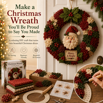 🔥50% Off Last Day-Christmas 3D Fabric Poke Wreath DIY Kit🎄(📦Buy 2 Free Shipping)