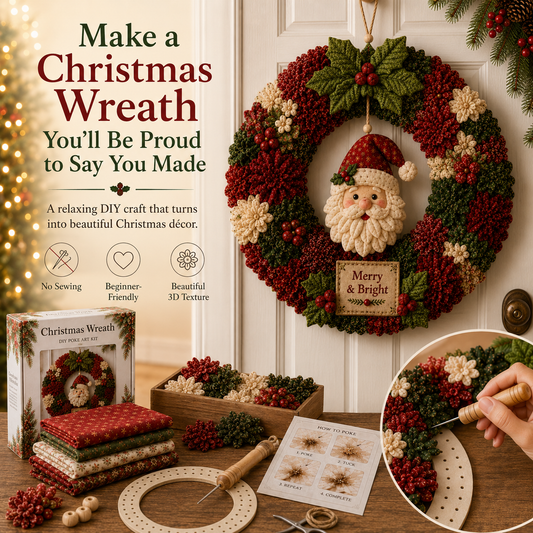 🔥50% Off Last Day-Christmas 3D Fabric Poke Wreath DIY Kit🎄(📦Buy 2 Free Shipping)