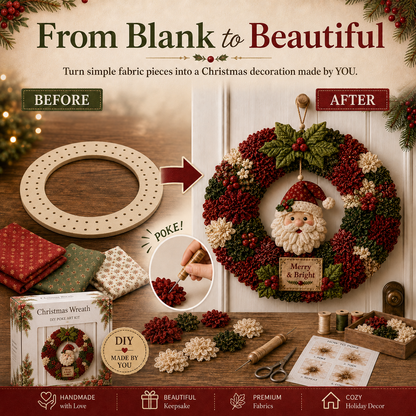 🔥50% Off Last Day-Christmas 3D Fabric Poke Wreath DIY Kit🎄(📦Buy 2 Free Shipping)
