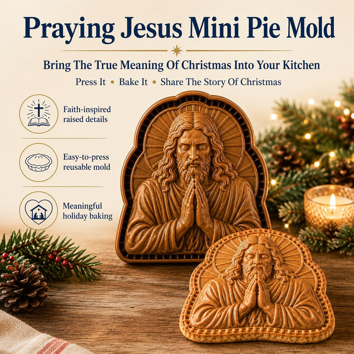 ✝️ Christmas Nativity Mini Pie Mold Collection | Reusable Embossed Molds with Jesus, Nativity & Faith-Inspired Designs🥧