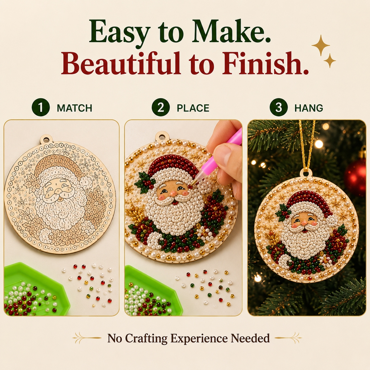 ✨ Christmas Diamond Art Ornament Kit – Make 6 Festive Keepsakes 🎄