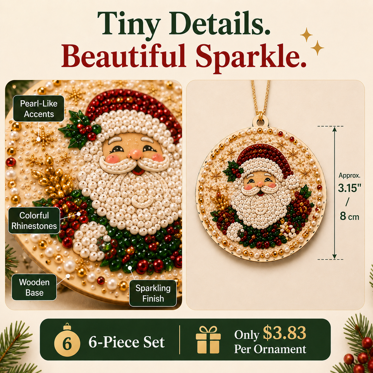 ✨ Christmas Diamond Art Ornament Kit – Make 6 Festive Keepsakes 🎄