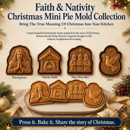 ✝️ Christmas Nativity Mini Pie Mold Collection | Reusable Embossed Molds with Jesus, Nativity & Faith-Inspired Designs🥧