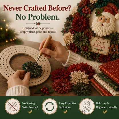 🔥50% Off Last Day-Christmas 3D Fabric Poke Wreath DIY Kit🎄(📦Buy 2 Free Shipping)