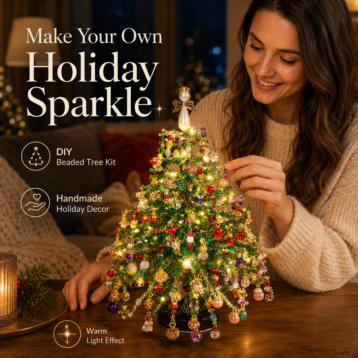 🔥Last Day 50% OFF🎄✨ DIY Beaded Christmas Tree Kit – 🎅Create Your Own Sparkling Holiday Decoration