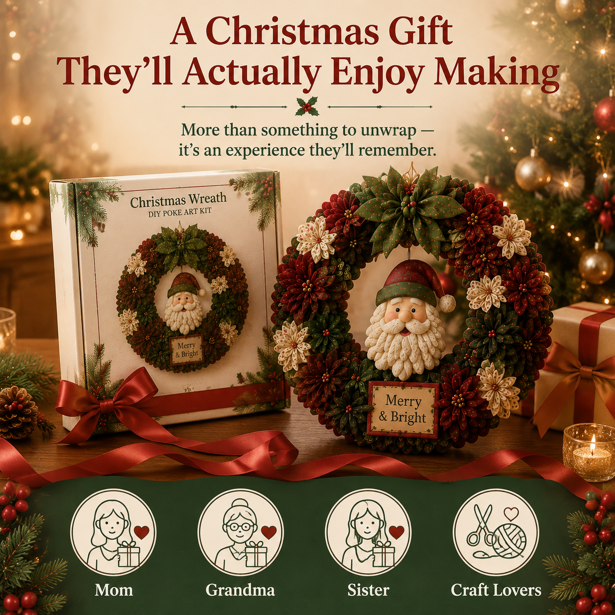 🔥50% Off Last Day-Christmas 3D Fabric Poke Wreath DIY Kit🎄(📦Buy 2 Free Shipping)